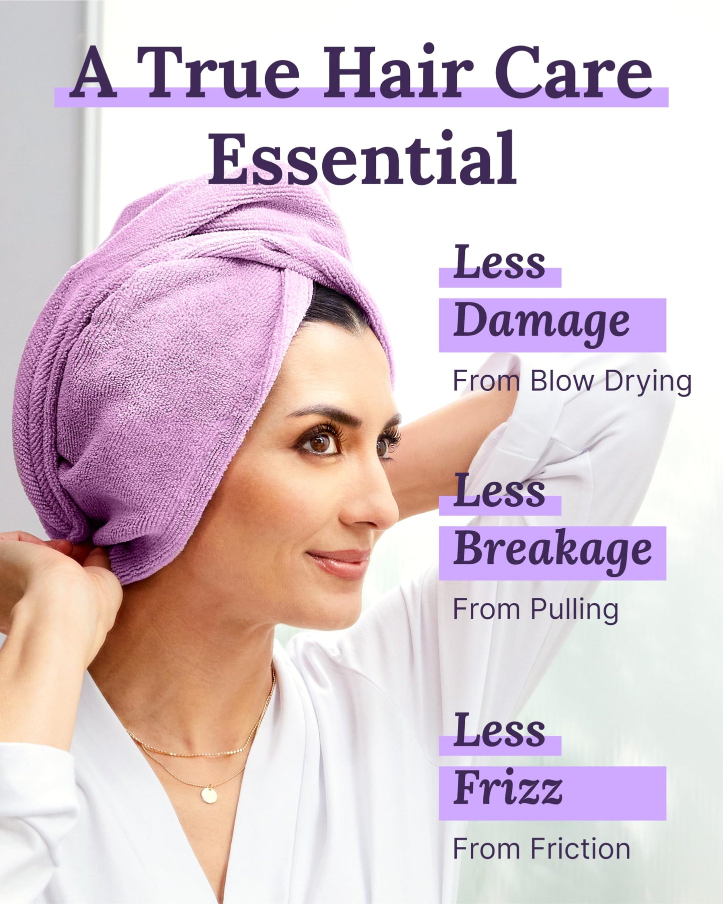 Keranique Microfiber Hair Towel Wrap - Quick Drying Head Turban for Women - Large Size Anti Frizz Wrap Towel - Anti Damage Around Head Hair Wrap…