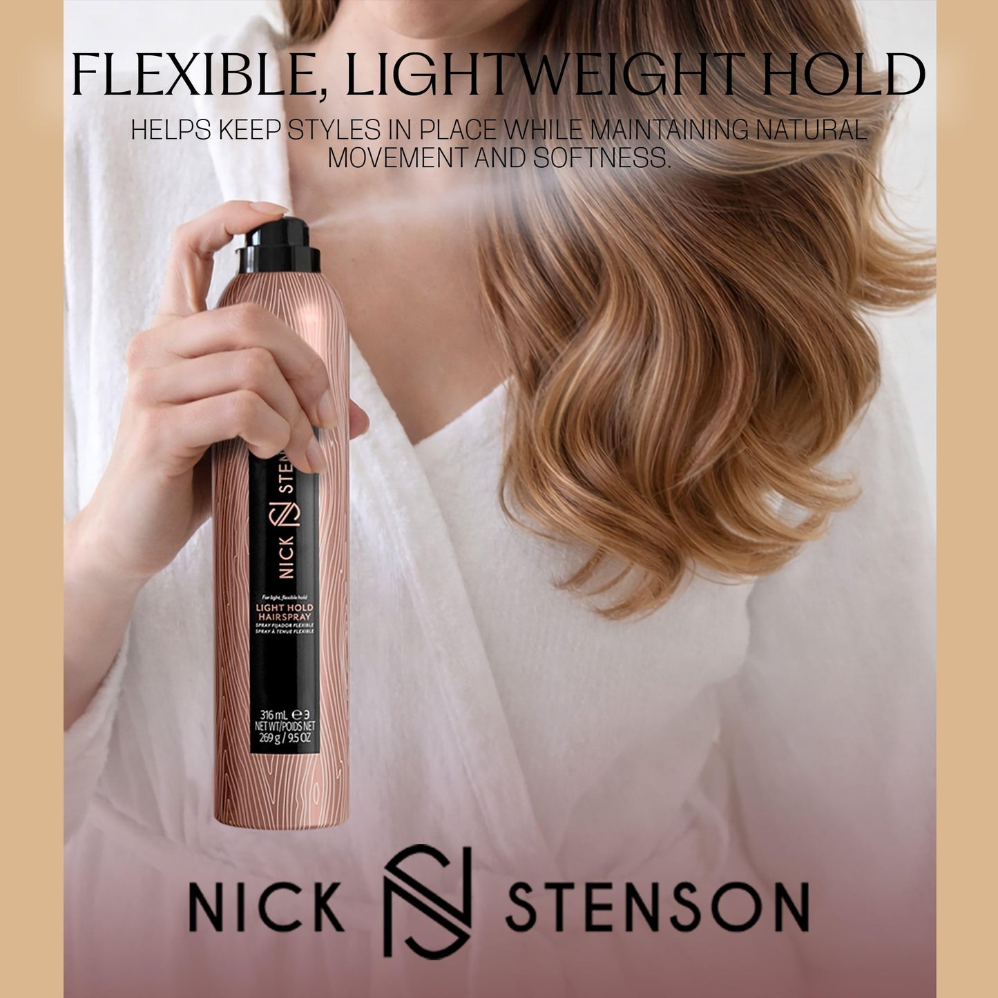 Nick Stenson Light Hold Hair Spray, Provides Hold and Protection from Humidity, Strengthens & Adds Flexibility, Fast-Drying Hair Spray for Daily