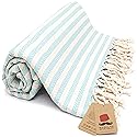 Bazaar Anatolia Turkish Beach Towel - 100% Cotton, Quick Dry, Sand Free Towel for Bathroom, Travel, Camping - Oversized 71x39 Inches - Arpa Mint