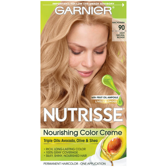 Garnier Nutrisse Nourishing Hair Color Creme, 90 Light Natural Blonde (Macadamia) (Packaging May Vary) Beauty & Personal Care Garnier