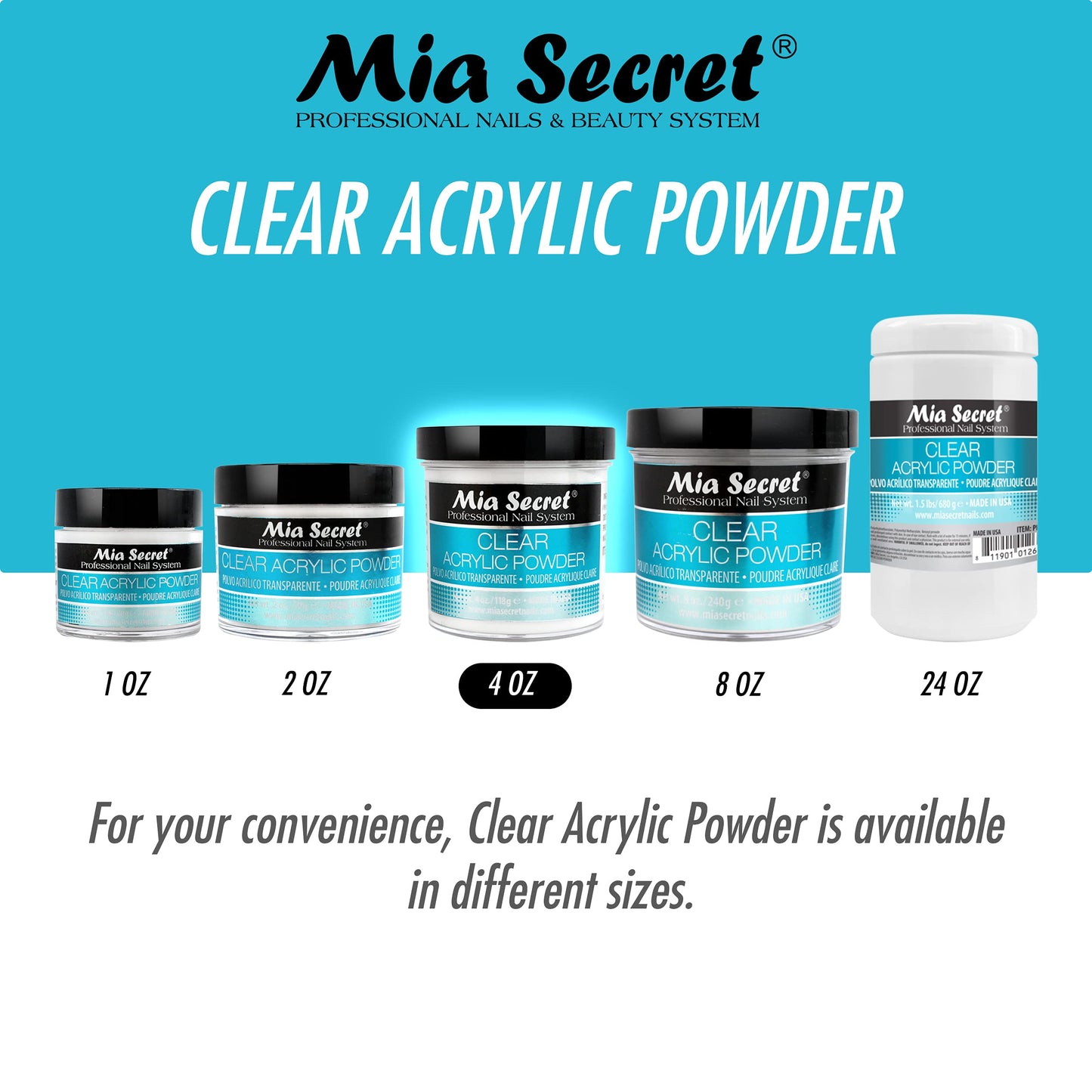 Mia Secret Clear Acrylic Powder 4oz