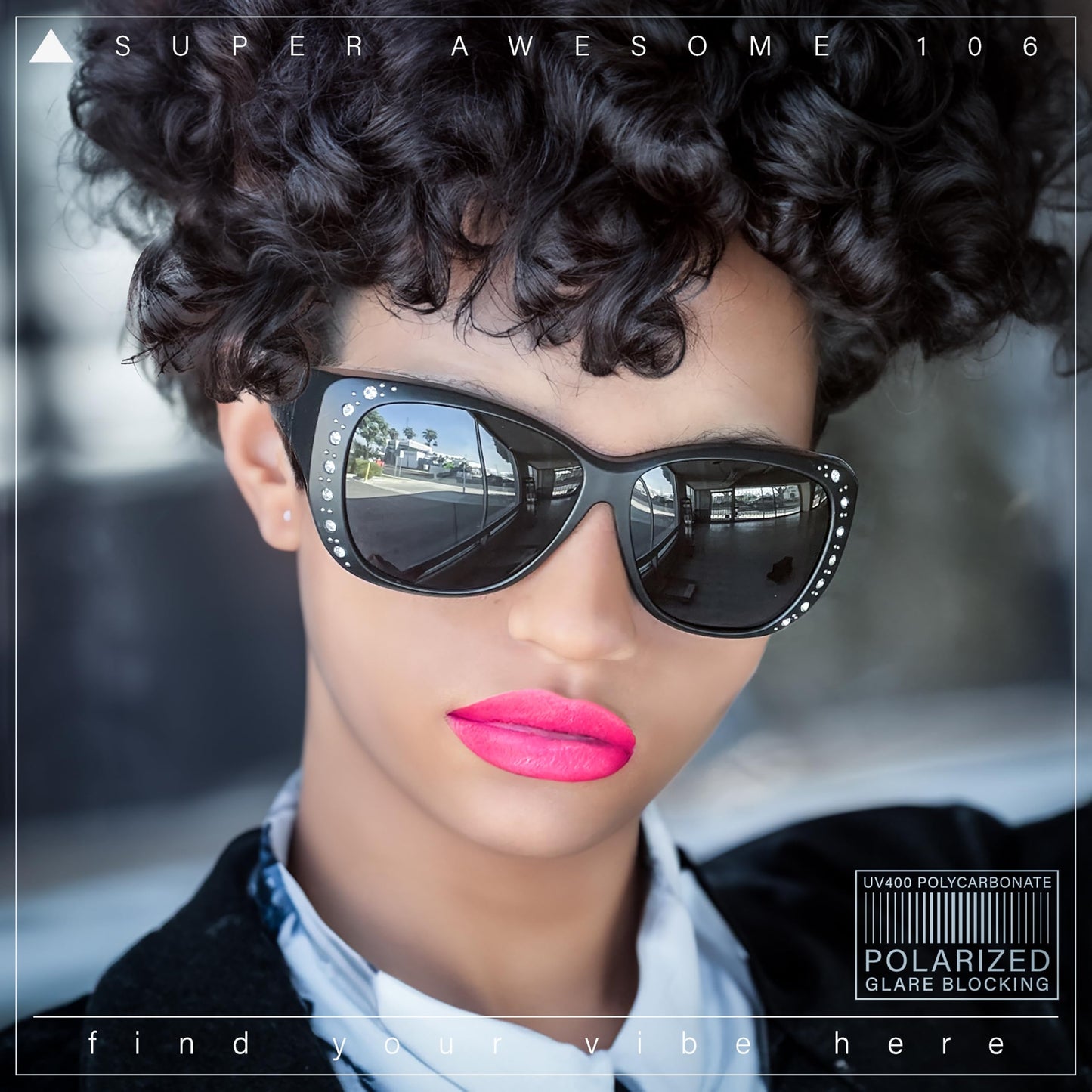 SA106 Polarized 55mm Fit Over OTG Butterfly Rhinestone Diva Sunglasses Black Purple