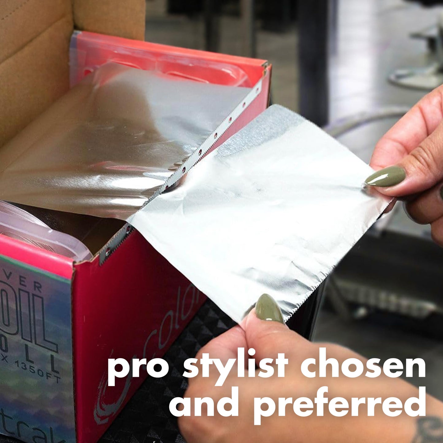 Colortrak Professional Highlighting Foil Roll, Integrated Blade on Box For Precision Length Cuts, Economical & Eliminates Waste, Silver, Roll Measures