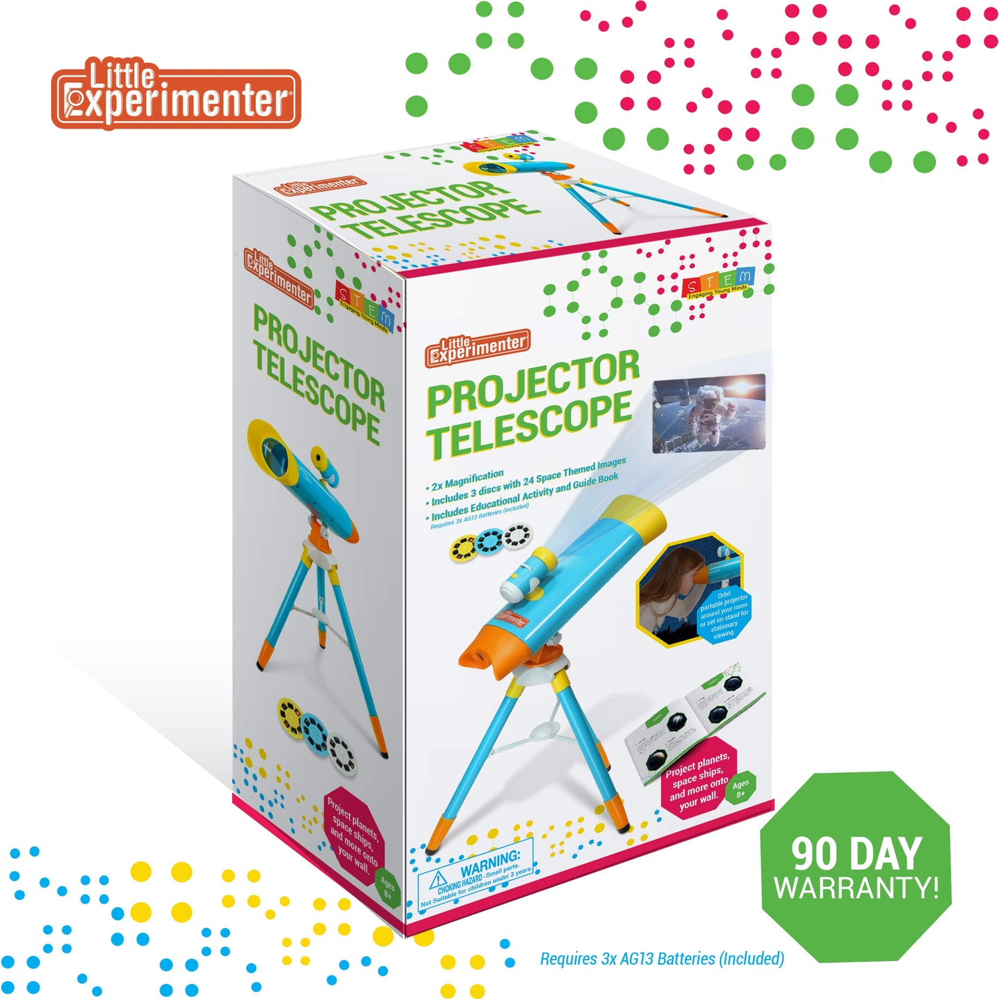 Projector Telescope for Kids – Includes 24 Space Images & Educational Book, STEM Science Learning Toy Gift for Boys & Girls Ages 3–12