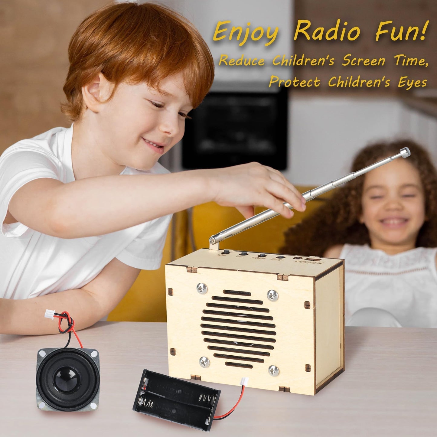 STEM Science Kit for Kids & Teens – Build Your Own FM Radio DIY Electronic Snap Circuits Kit, Educational STEM Toy Gift for Ages 8–16+ (Classic Wood)