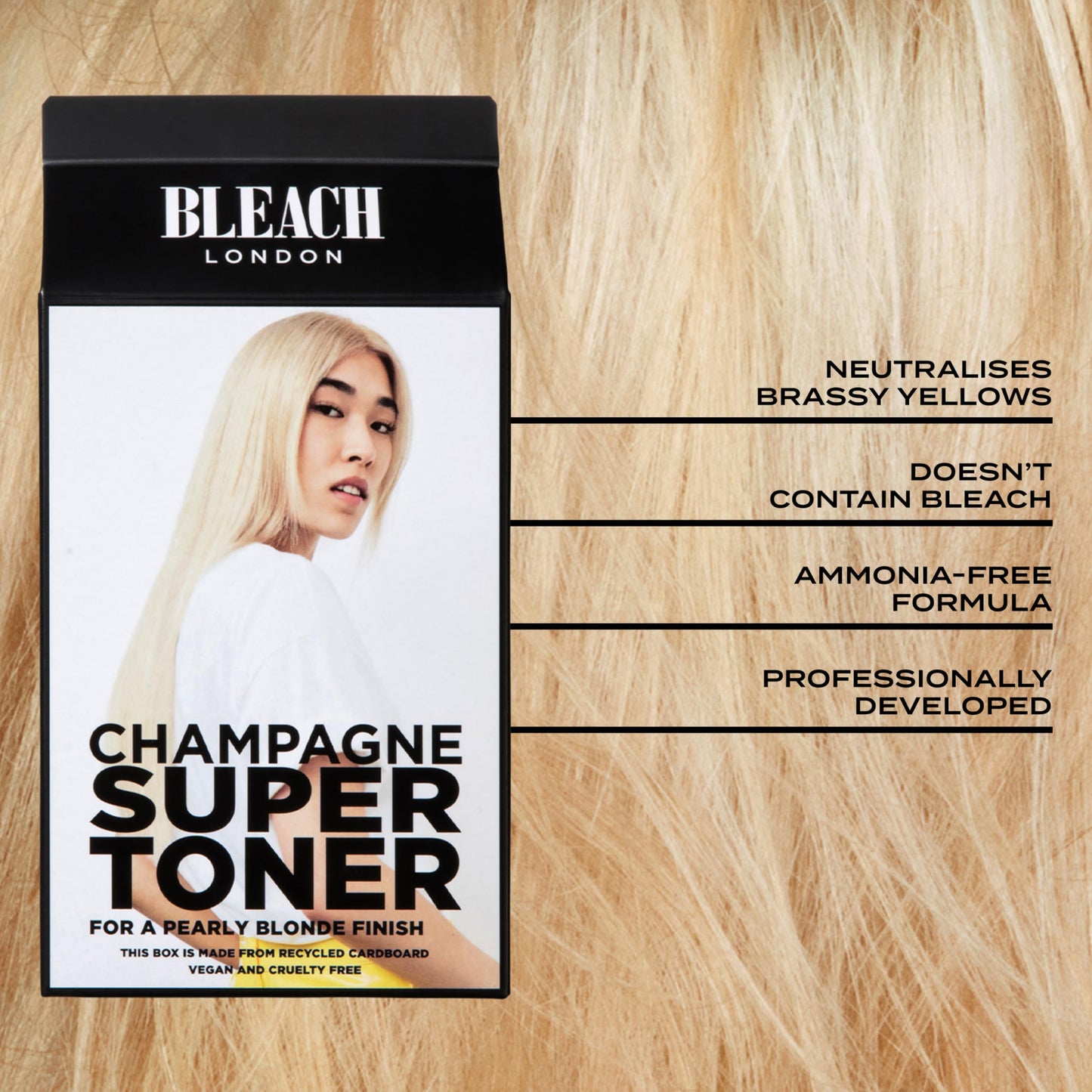 Bleach London Champagne Super Toner Kit - Ammonia-Free Toning for Golden Hour Blonde Finish - Ideal for Neutralising brassiness - with Smooth