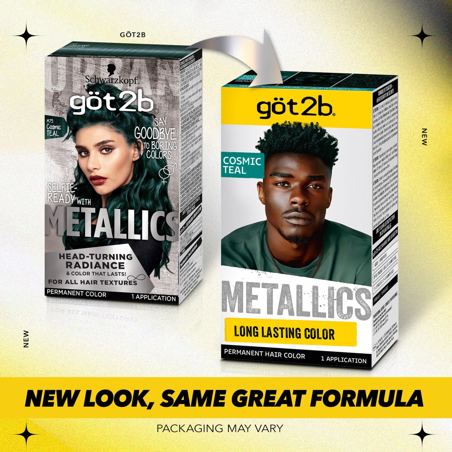 got2b Metallics Permanent Hair Dye,Cosmic Teal M75, Hair Color for Women & Men, Formulated with Metallic-Shine Booster for Cool, Shimmering Tones