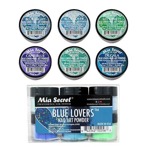 6PC Mia Secret Acrylic Nail Art Powder Collection (BLUE LOVERS) Beauty & Personal Care Mia Secret