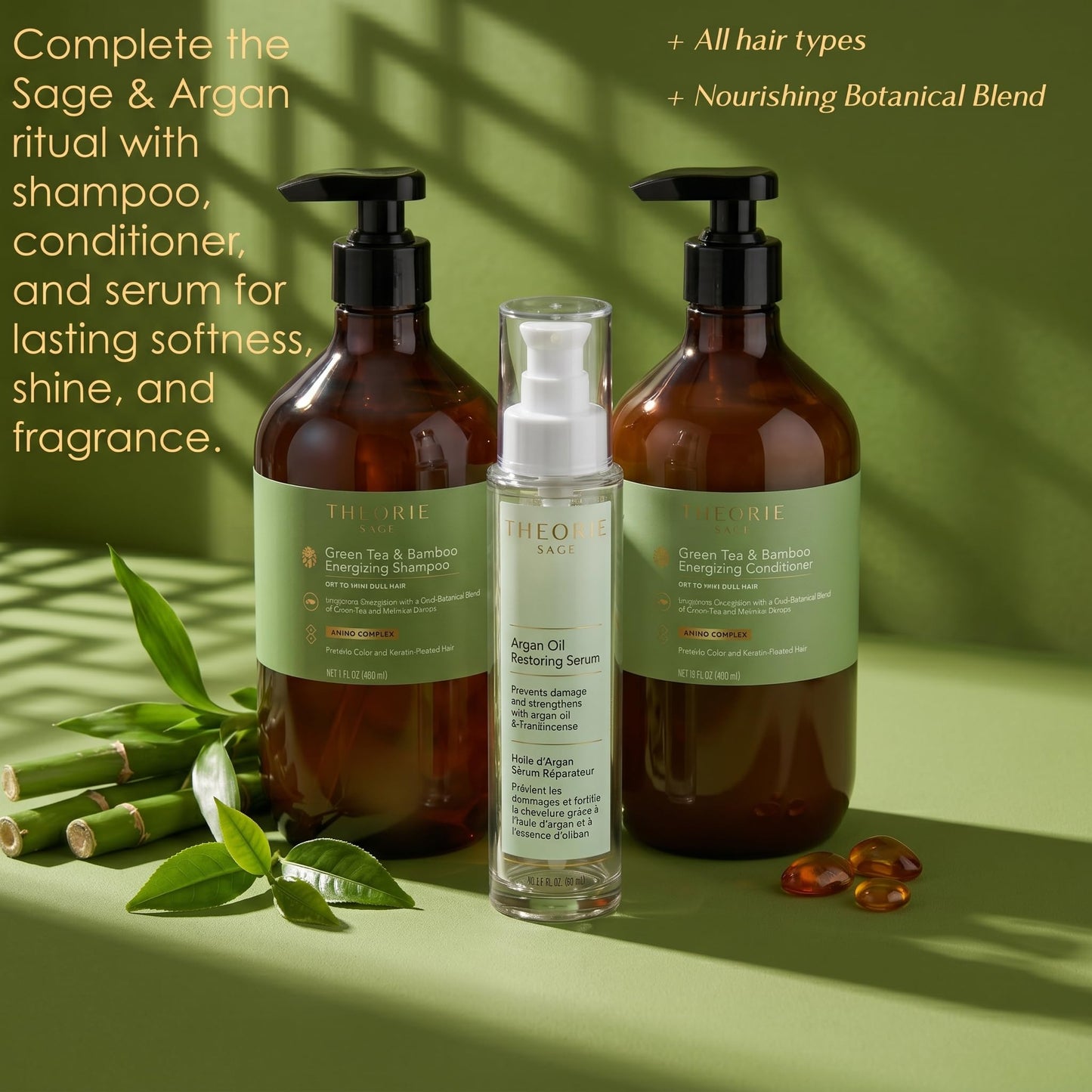THEORIE 400 mL Shampoo & Conditioner Collection (THEORIE Sage Collection Hair Care Sets (Green Tea & Bamboo 400 mL Shampoo & Conditioner Set))