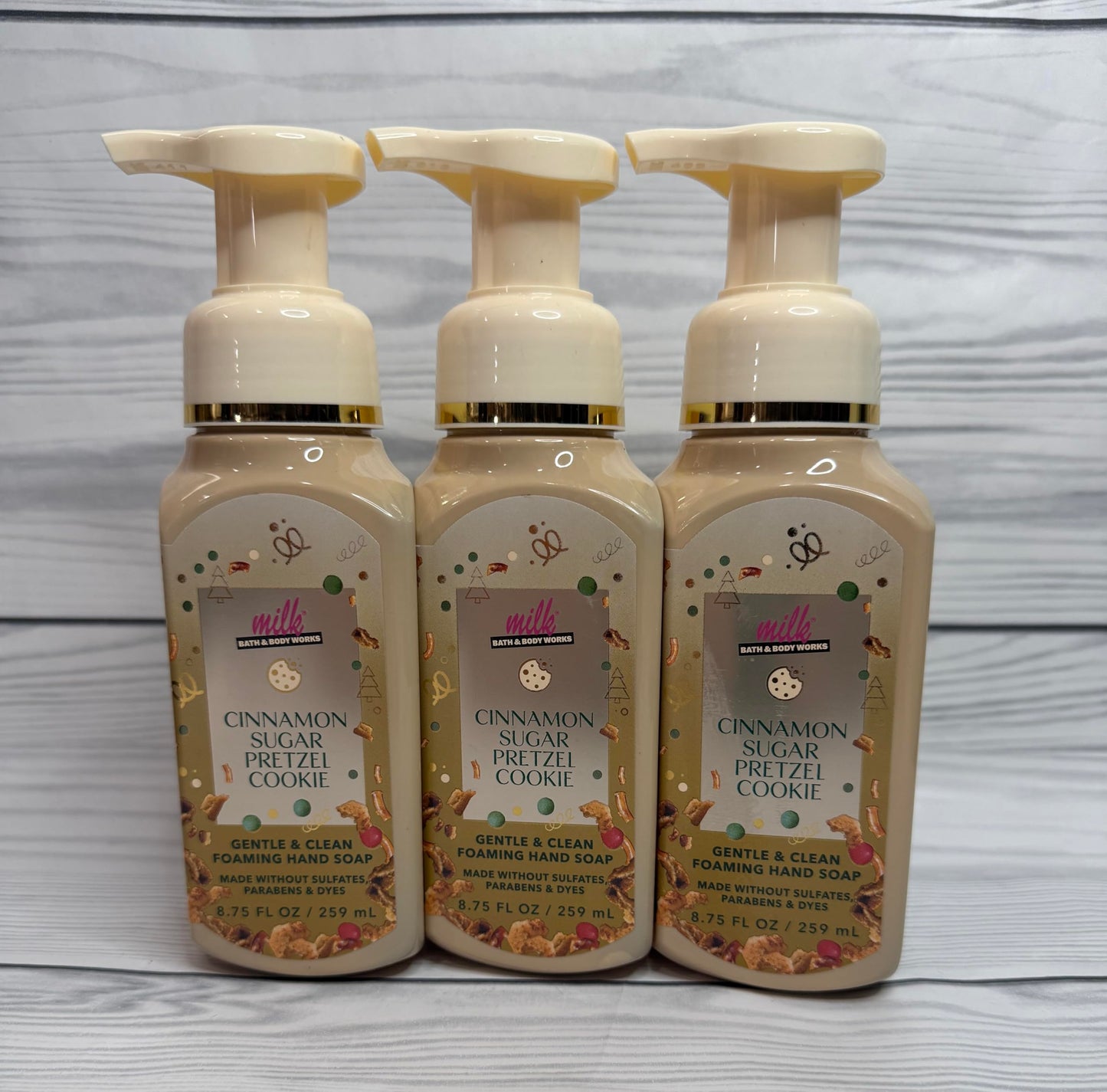 Bath and Body Works Cinnamon Sugar Pretzel Cookie Gentle Foaming Hand Soap Pack of 3