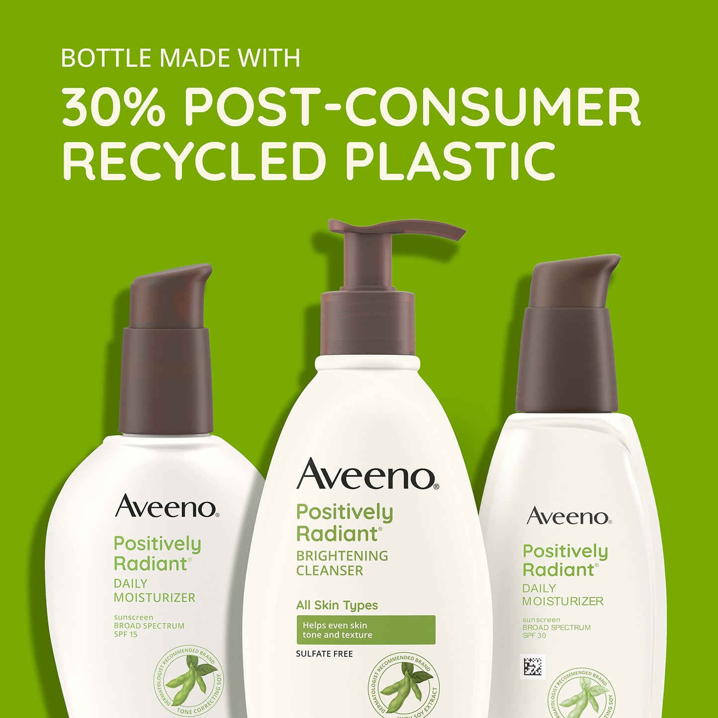 Aveeno Positively Radiant Face Moisturizer with SPF 30 Sunscreen, Hydrating Facial Moisturizer with Soy Extract to Visibly Improve Skin Tone