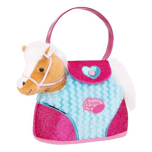 Pucci Pups - Plush Horse - Dog Carrier - Heart & Stripes Bag & Pony - Comb & Purse - Stuffed Animal - 2+ Years