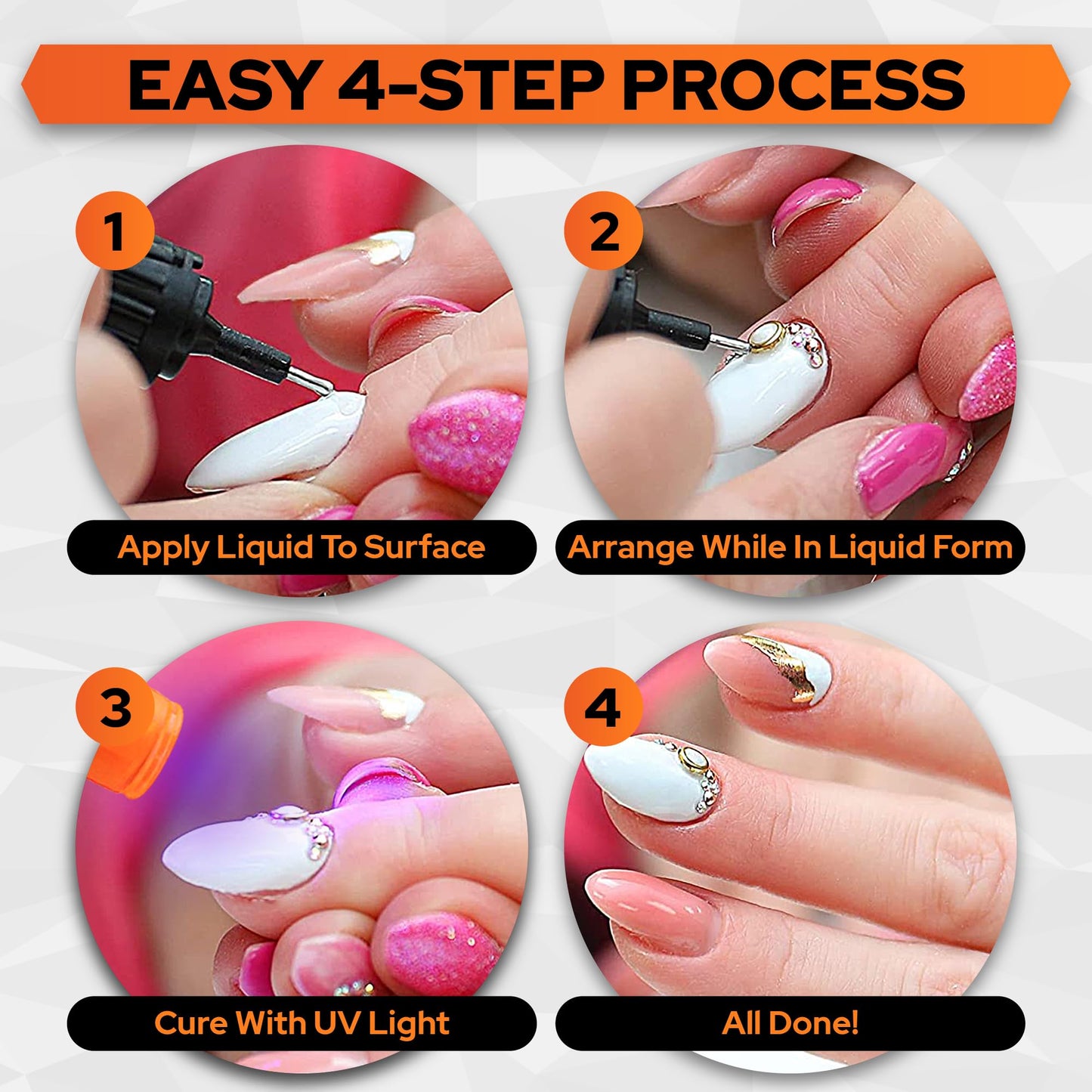 Bondic Super Glue, LED UV Repair Kit, Adhesive Welding Repair Tool for Fingernail Gems, Glass, Eyeglasses, Cracks, & Crafts, Nail Repair Kit, Bonding