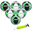 Xcello Sports Soccer Ball (Black/Green/Silver, White/Green/Silver) w/Pump (Size 4, Pack of 6)