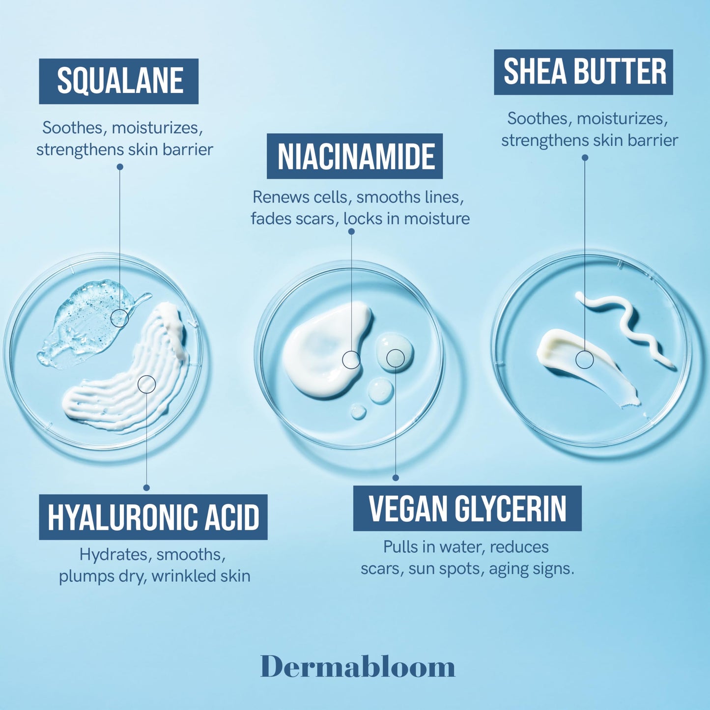 Dermabloom Hyaluronic Acid Face Roller Cream - Hydrates, Plumps, Firms, Depuffs - Dermatologist Tested, Anti-Aging, Korean Skin Care - Vegan, Clean