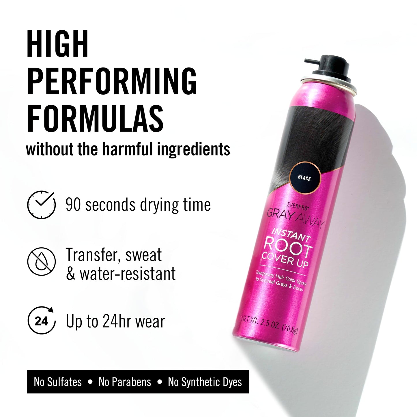 EVERPRO Gray Away Instant Root Cover Up Spray 2.5oz - Black