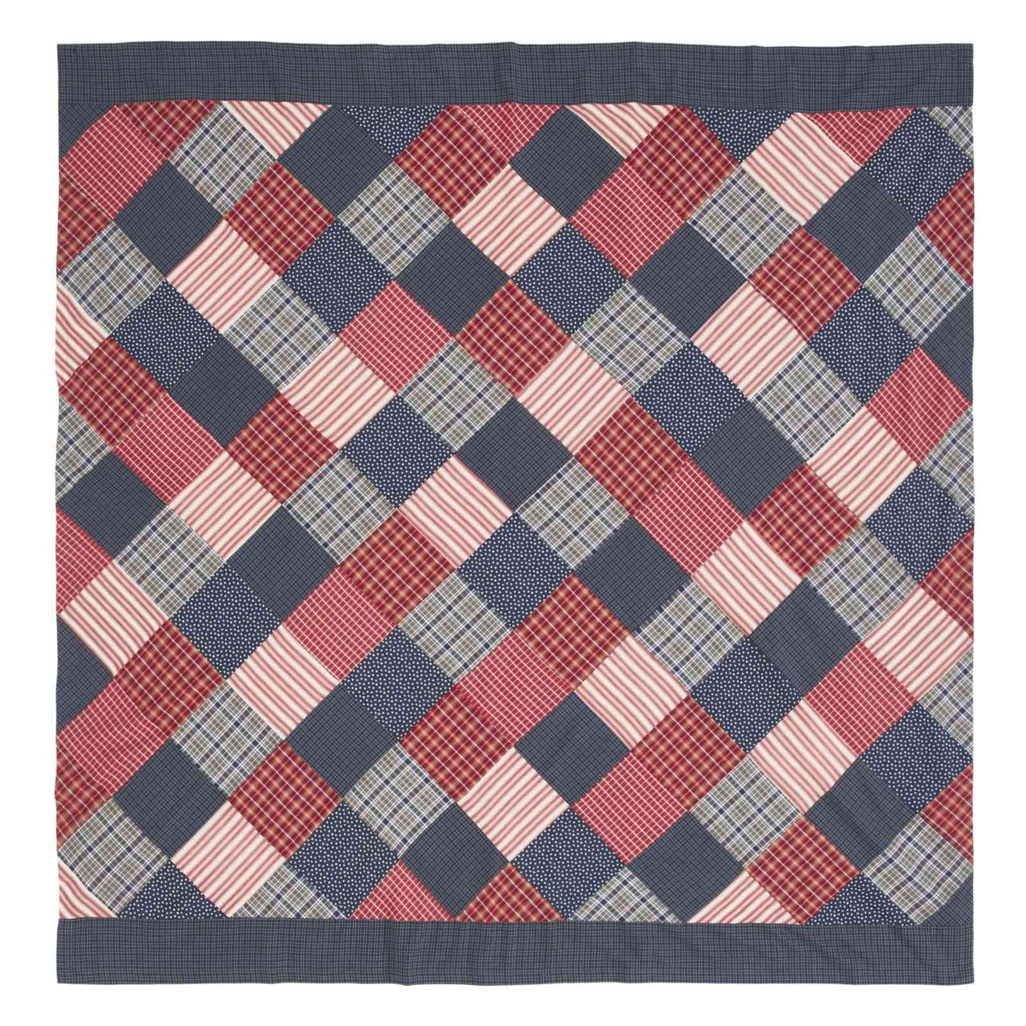 Bella Taylor Home, Primitive Country Americana, Revere Red White and Blue Patriotic Collection, Patchwork Shower Curtain 72x72