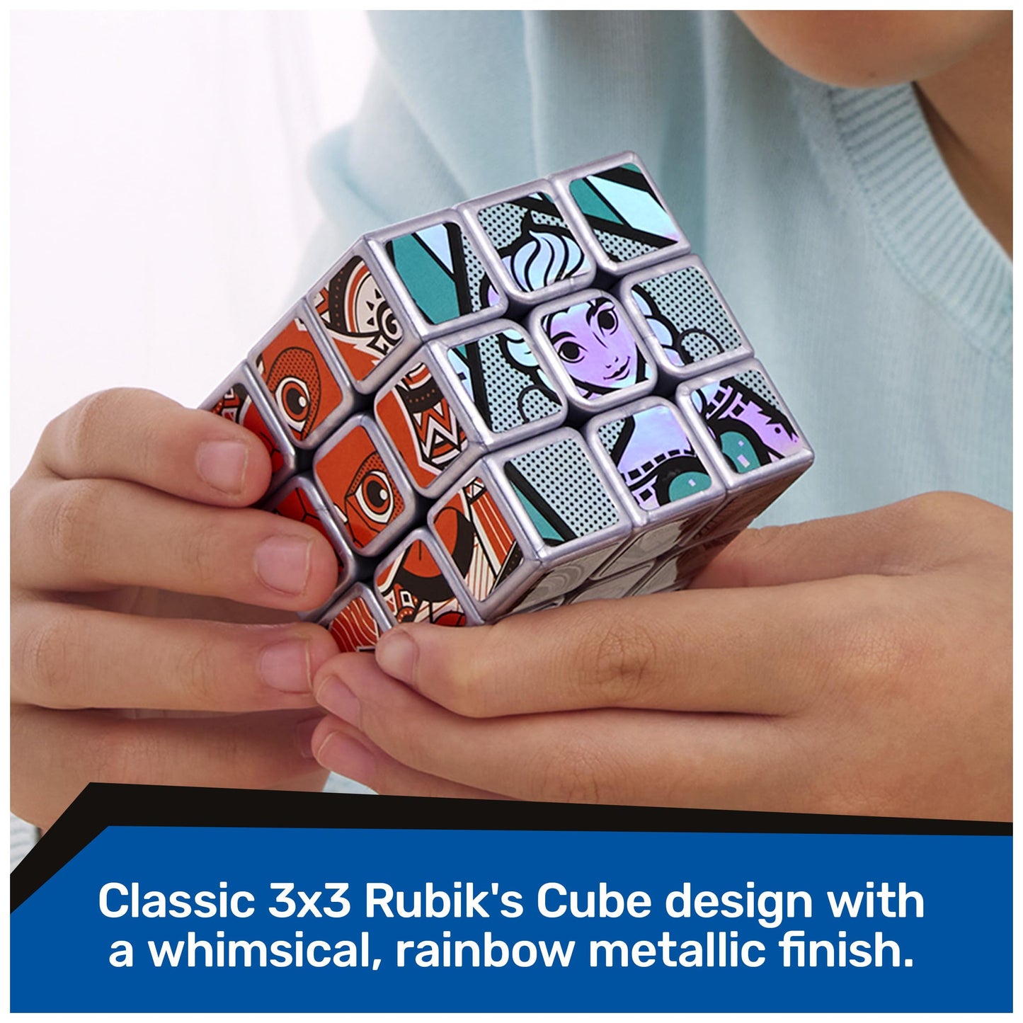 Rubik’s Cube, Disney 100th Anniversary Metallic Platinum 3x3 Cube, Disney Toy, Problem-Solving Brain Teaser, Classic Color-Matching Puzzle, Fidget…
