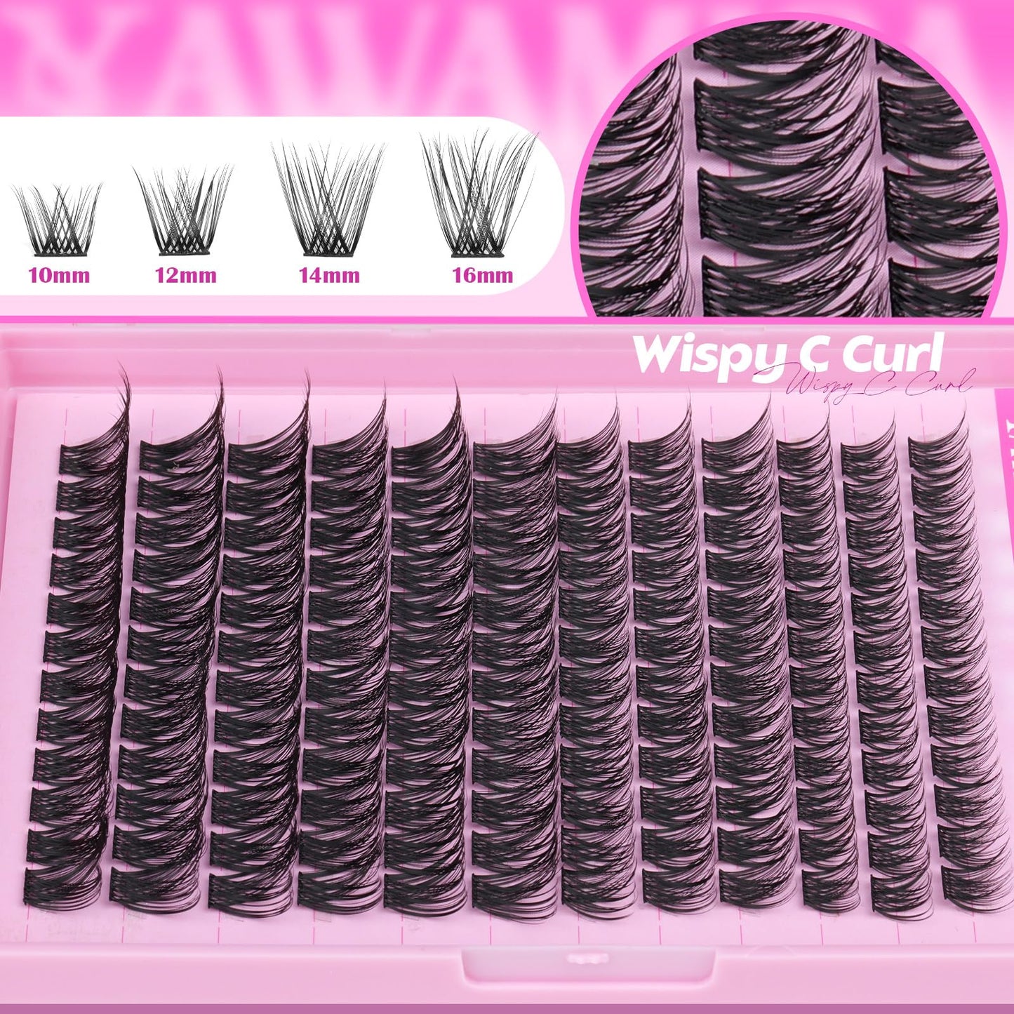 Yawamica Wispy Lash Clusters C Curly Individual Lashes DIY Cluster Eyelash Extensions 10-16mm Natural Eyelash Clusters 144 pcs Soft Lashes Clusters Beauty and Personal Care Yawamica