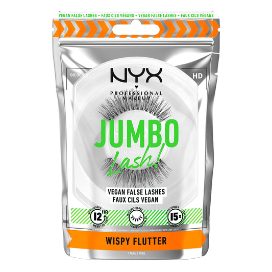 NYX PROFESSIONAL MAKEUP Jumbo Lash! Vegan False Eyelashes, Up to 12HR Wear, Reusable Fake Lashes - Wispy Flutter