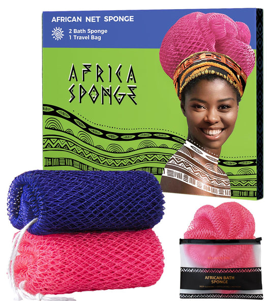 Loofah Sponge African Net Authentic - 2 Pieces Real African Exfoliating Sponge with Knots - African Net Wash Cloths for Body Scrubber Exfoliator Beauty and Personal Care RelaxScene