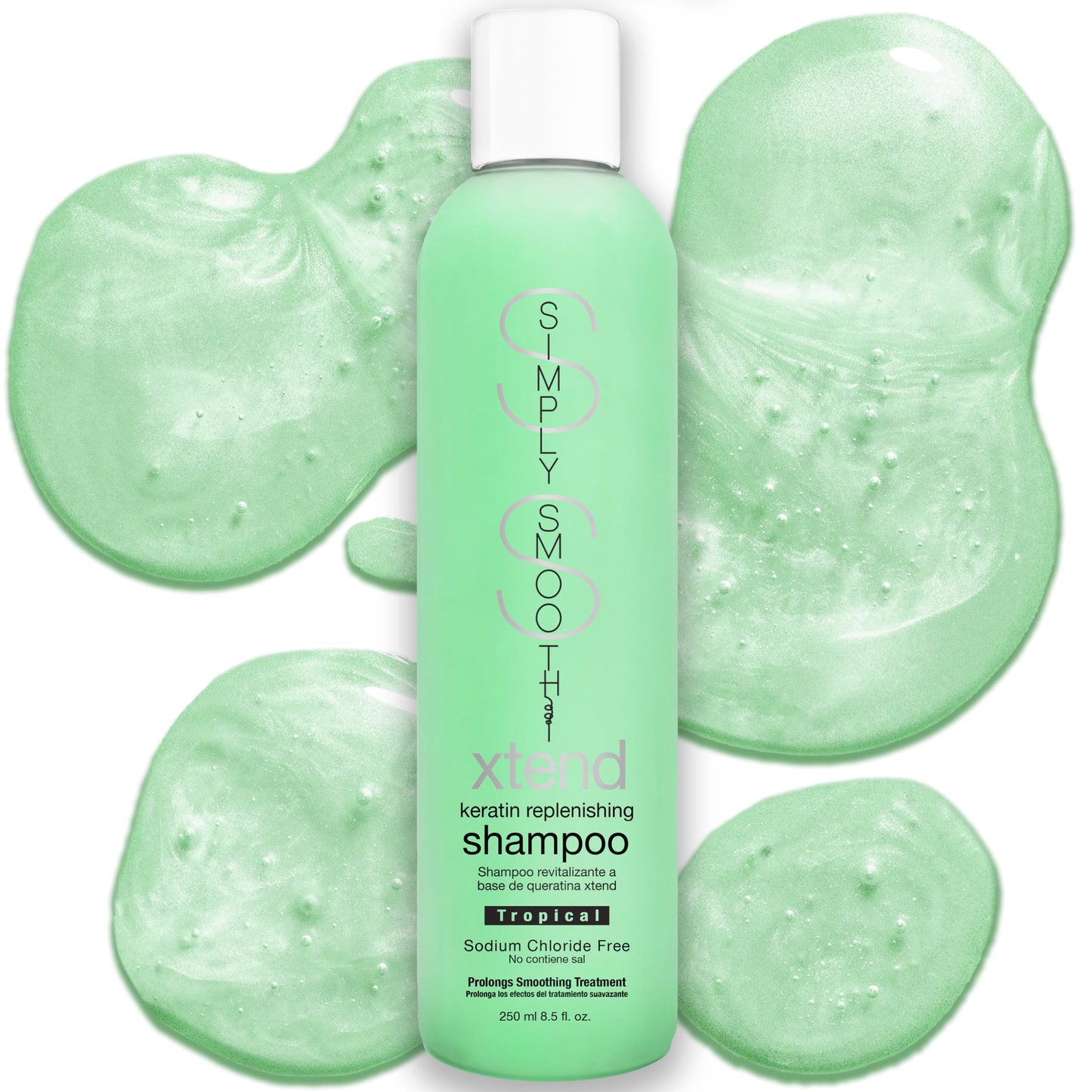 SIMPLY SMOOTH Xtend Keratin Replenishing Shampoo Tropical | Sulfate-Free Daily Cleanser for Dry, Frizzy, Damaged Hair | Smooths, Strengthens