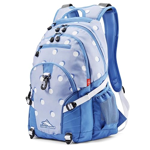 High Sierra Loop-Backpack, Travel, or Work Bookbag with tablet-sleeve, Polka Dot, One Size