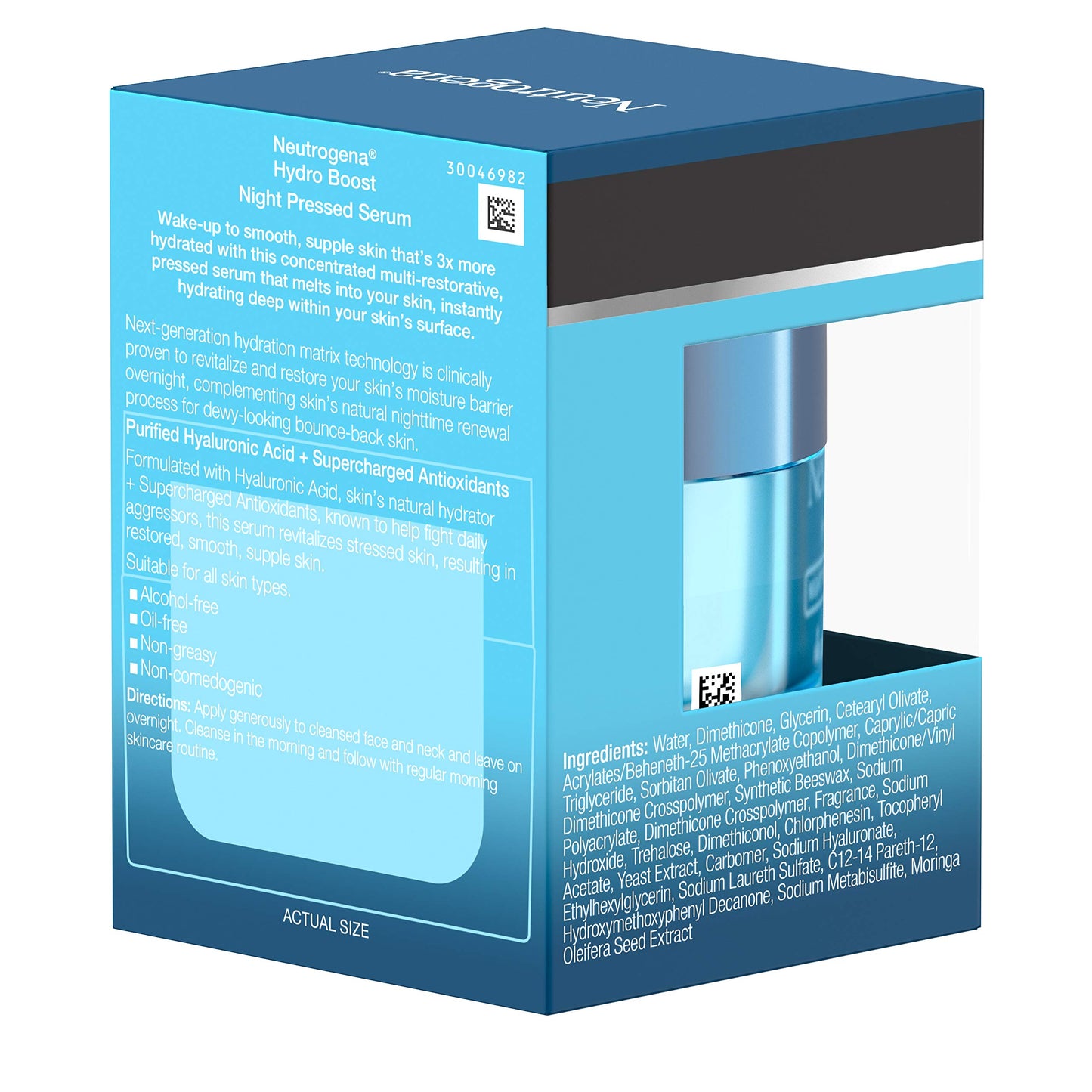 Neutrogena Hydro Boost Purified Hyaluronic Acid Pressed Night Serum, Facial Serum with Antioxidants & Hyaluronic Acid, Non-Comedogenic 1.7 oz (Pack