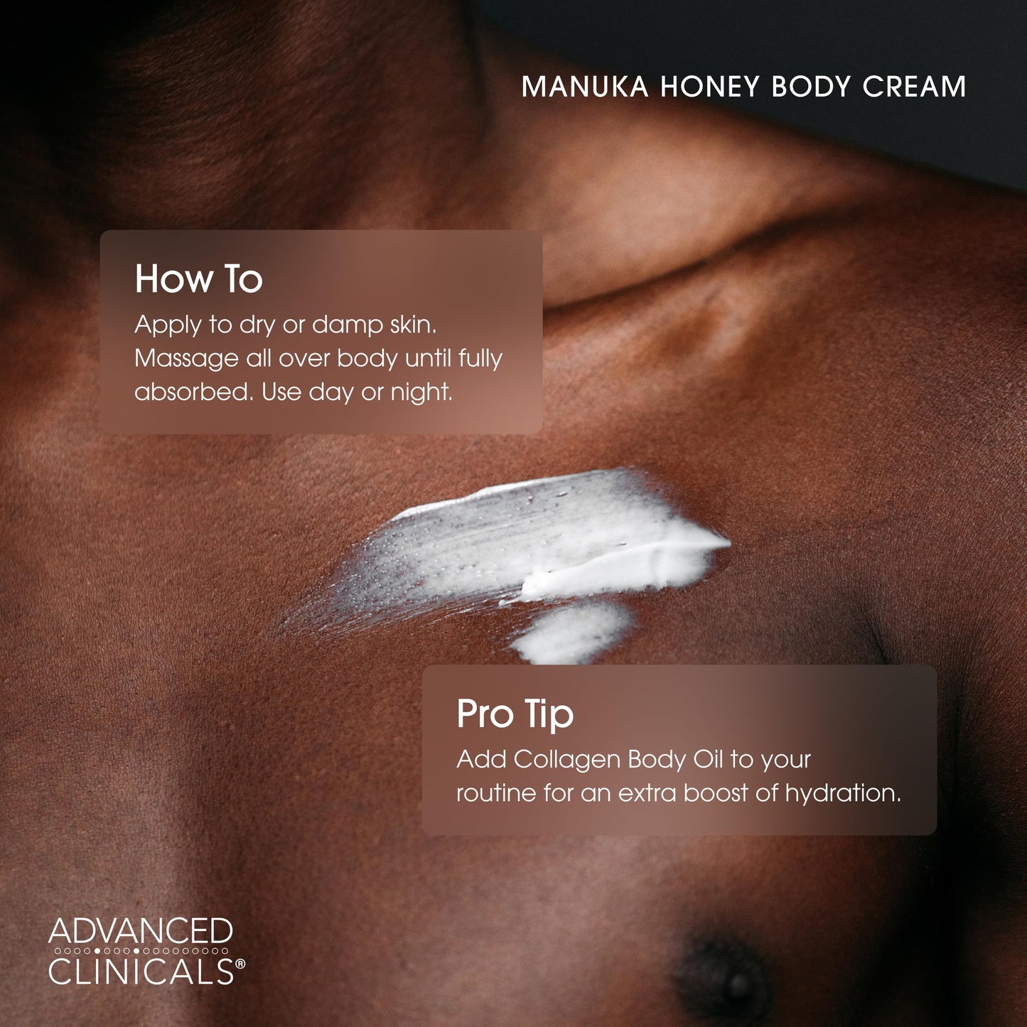 Advanced Clinicals Manuka Honey Body Cream For Women & Men | Body Butter Lotion For Extremely Dry Skin | Collagen Cream