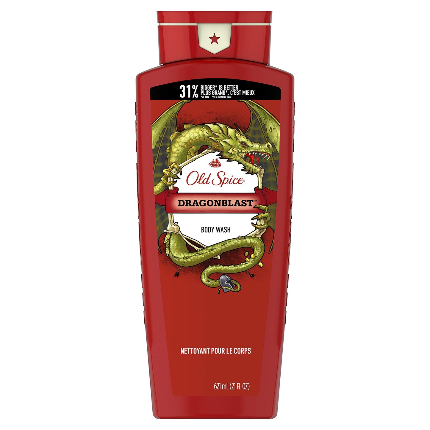 Old Spice Body Wash for Men, Wild Collection Dragonblast Scent, 21 Fl Oz, Red (Pack Of 4) Beauty & Personal Care Old Spice