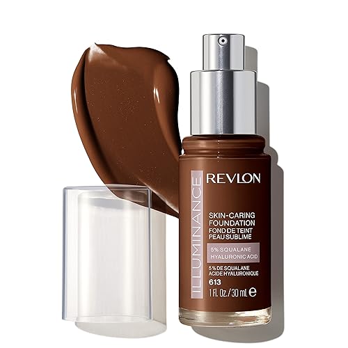 Revlon Illuminance Skin-Caring Liquid Foundation, Hyaluronic Acid, Hydrating and Nourishing Formula with Medium Coverage, 613 Honey Java, 1 fl oz