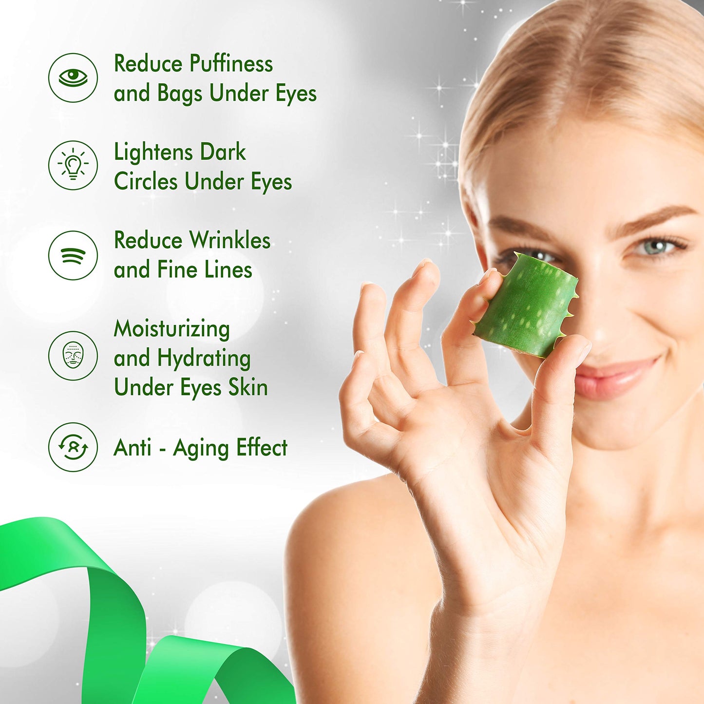 Aloe Vera Eye Treatment Mask (30 Pairs) Reduces Puffiness, Wrinkles, Puffy and Bags Under Eyes, Lightens Dark Circles, Undereye Patches Moisturizes