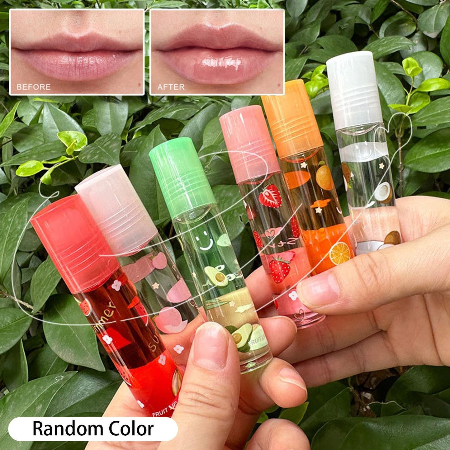Naysku Fruity Flavors Rolling Ball Lip Oil - Fruit-Flavored Lip Gloss, Clear Color Lip Gloss Sets, Long Lasting Moisturizing Lip Balm, Roll-On Lip