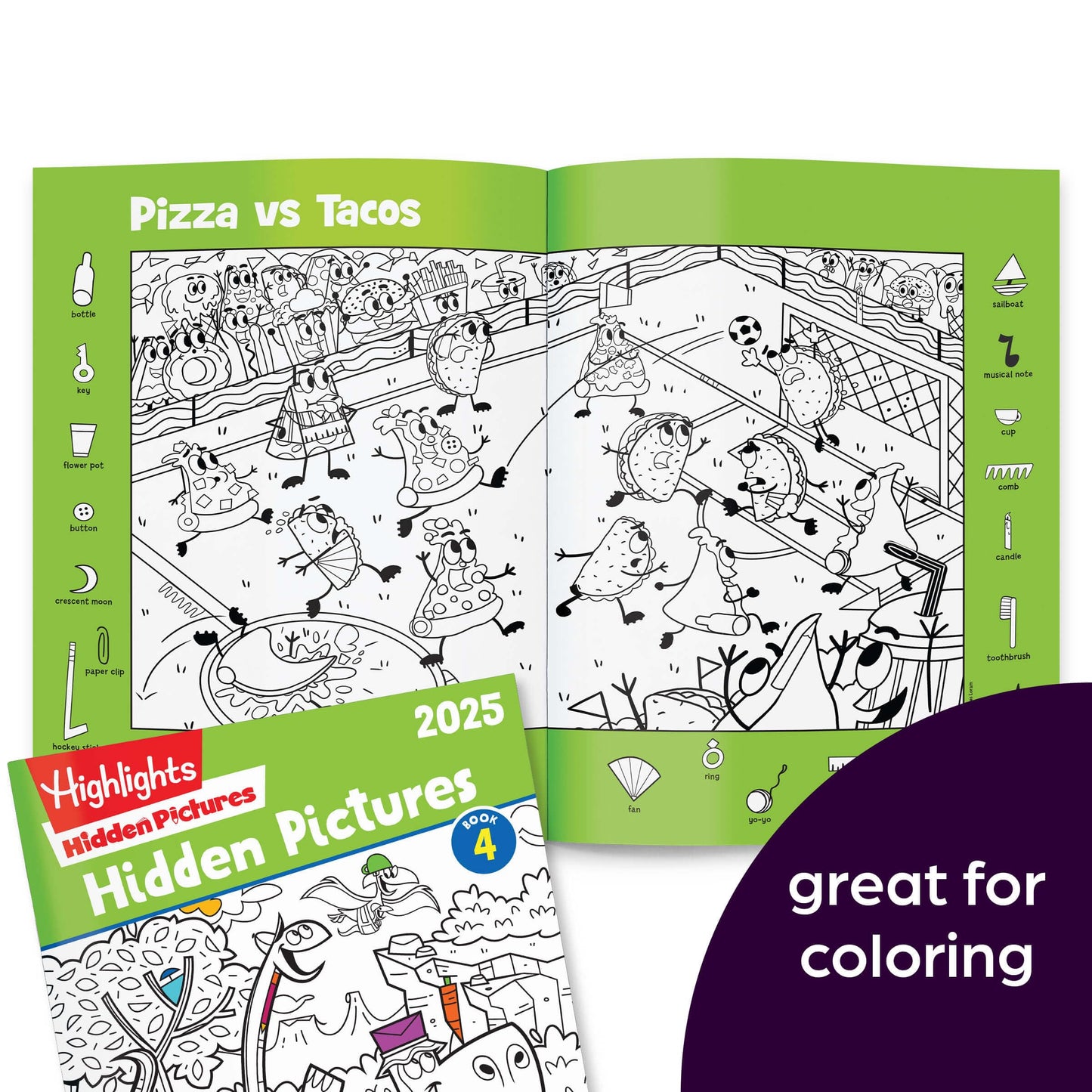 Highlights Hidden Pictures 2025 – 4-Book Activity Set for Kids Ages 6+, Travel-Friendly Seek & Find with Coloring Fun, Screen-Free Play