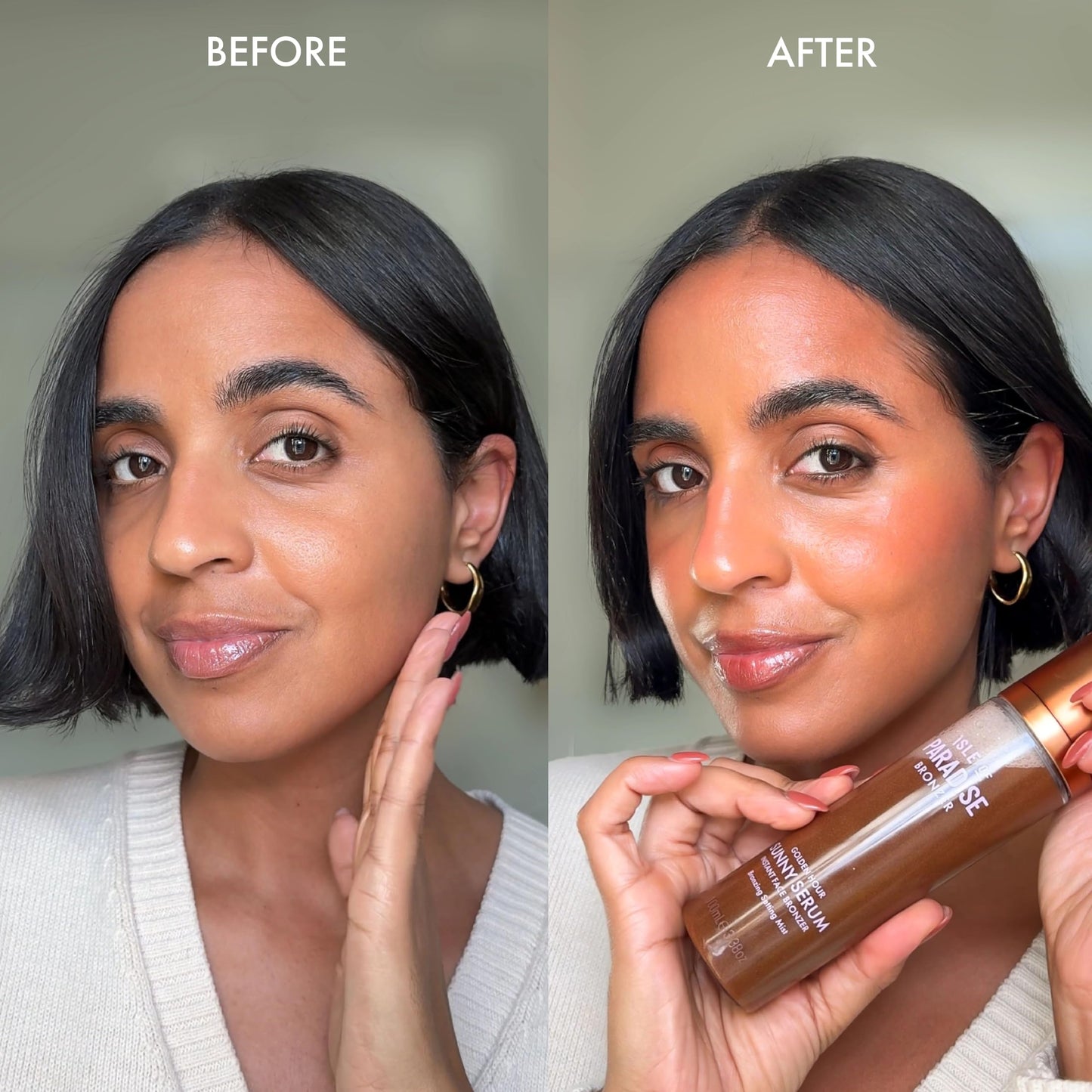 Isle of Paradise Sunny Serum Instant Bronzing Setting Mist- Golden Hour, Hydrating & Illuminating Makeup Setting Spray, Lightweight Formula, Vitamin