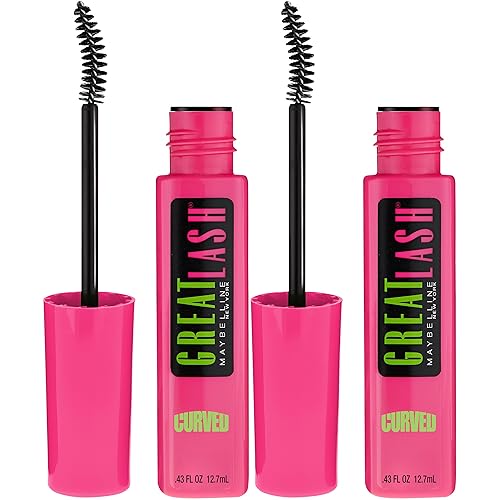 Maybelline New York Great Lash Curved Brush Washable Mascara Makeup, Very Black, 2 Count