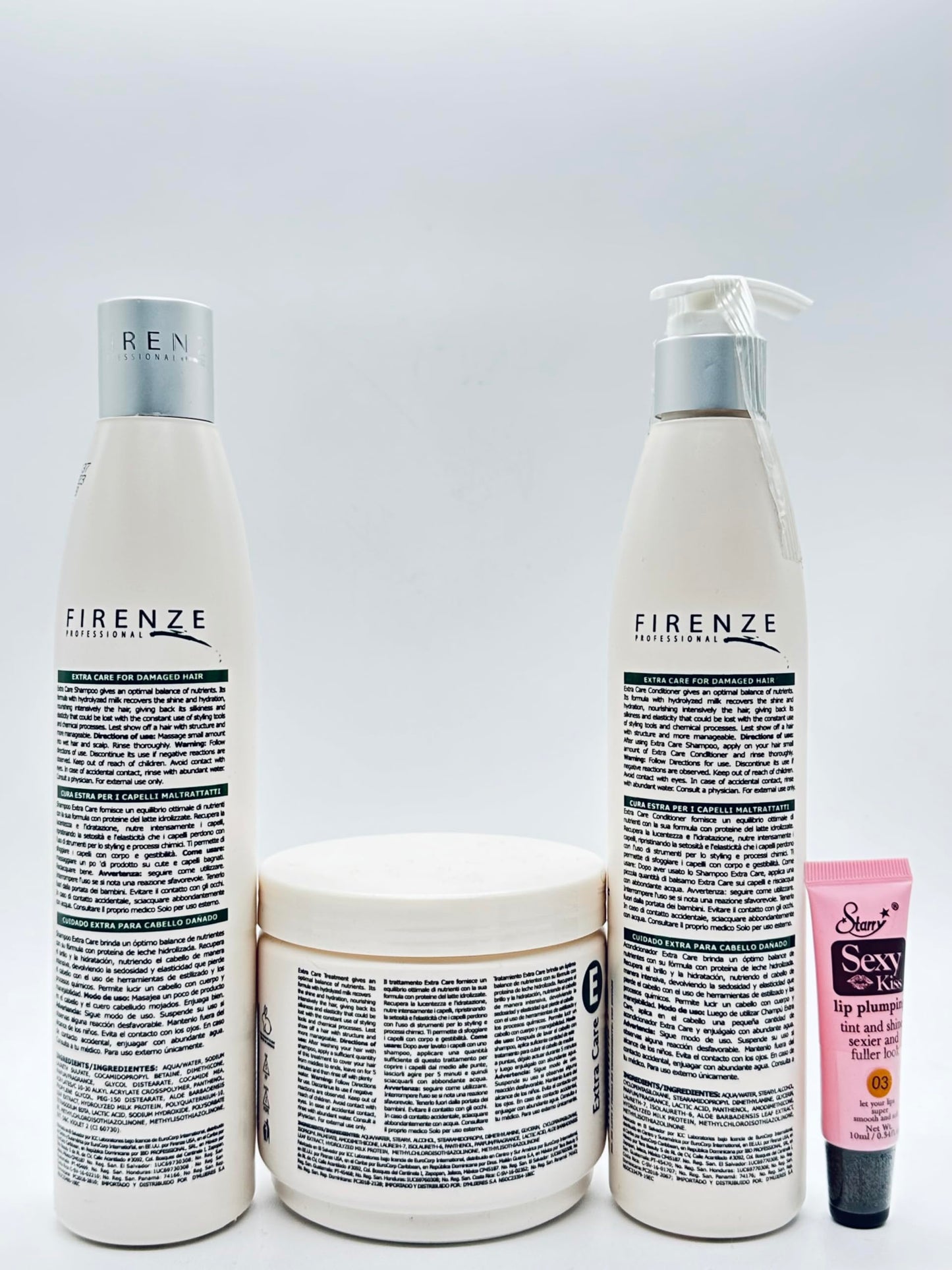 Firenze Professional Extra Care Shampoo & Conditioner 300ml/10.1 fl oz and Mask Treatment with Aloe extract & Milk protein 4000ml/13.5 fl oz- Free