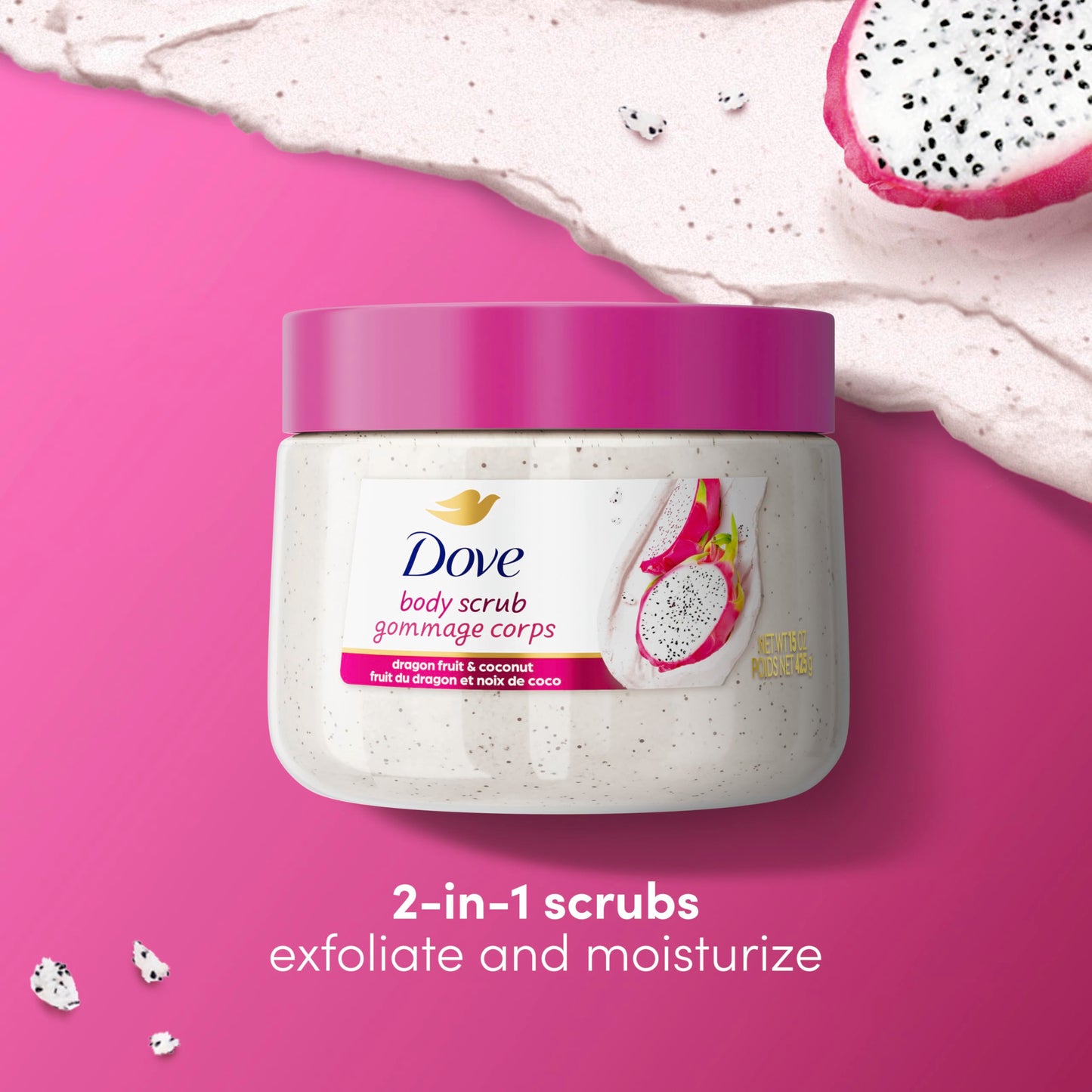Dove Body Scrub Dragon Fruit & Coconut Cream Body Scrub Exfoliates and Deeply Nourishes for Smooth, Radiant Skin 15 oz Beauty & Personal Care Dove