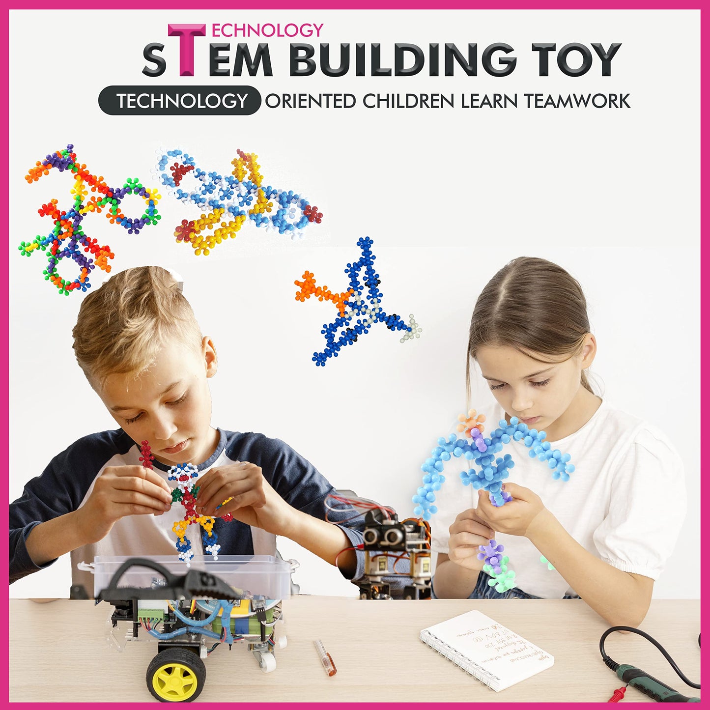 Curious 2 Learn 300 pcs Building Blocks Set - STEM Educational Toys for Kids Ages 3+ - Interlocking Discs for Preschool Boys & Girls, Creativity Play