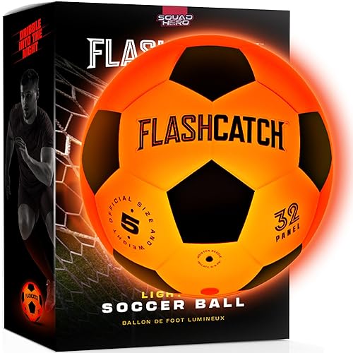 FlashCatch Light Up Soccer Ball - Glow in The Dark - NO 5 - Sports Gear Gifts for Boys & Girls 8-15+ Year Old - Kids, Teens Gift Birthday Ideas…