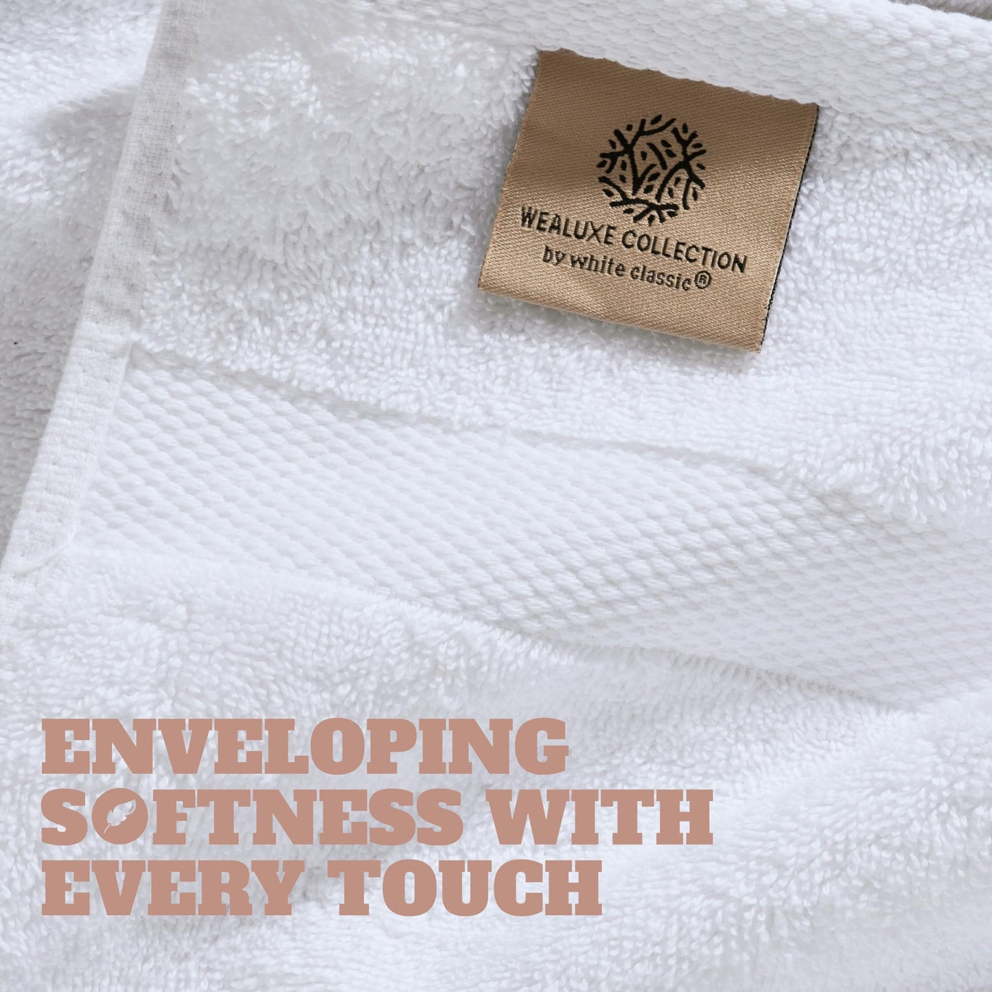 Wealuxe White Bath Towels 24x50 Inch, 6 Pack - Extra Absorbent Cotton Towel Set for Bathroom