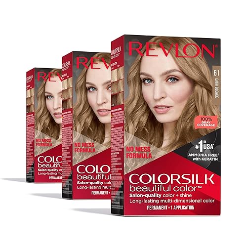 Revlon Colorsilk Beautiful Color Permanent Hair Color, (OLD VERSION) 61 Dark Blonde (Pack of 3)