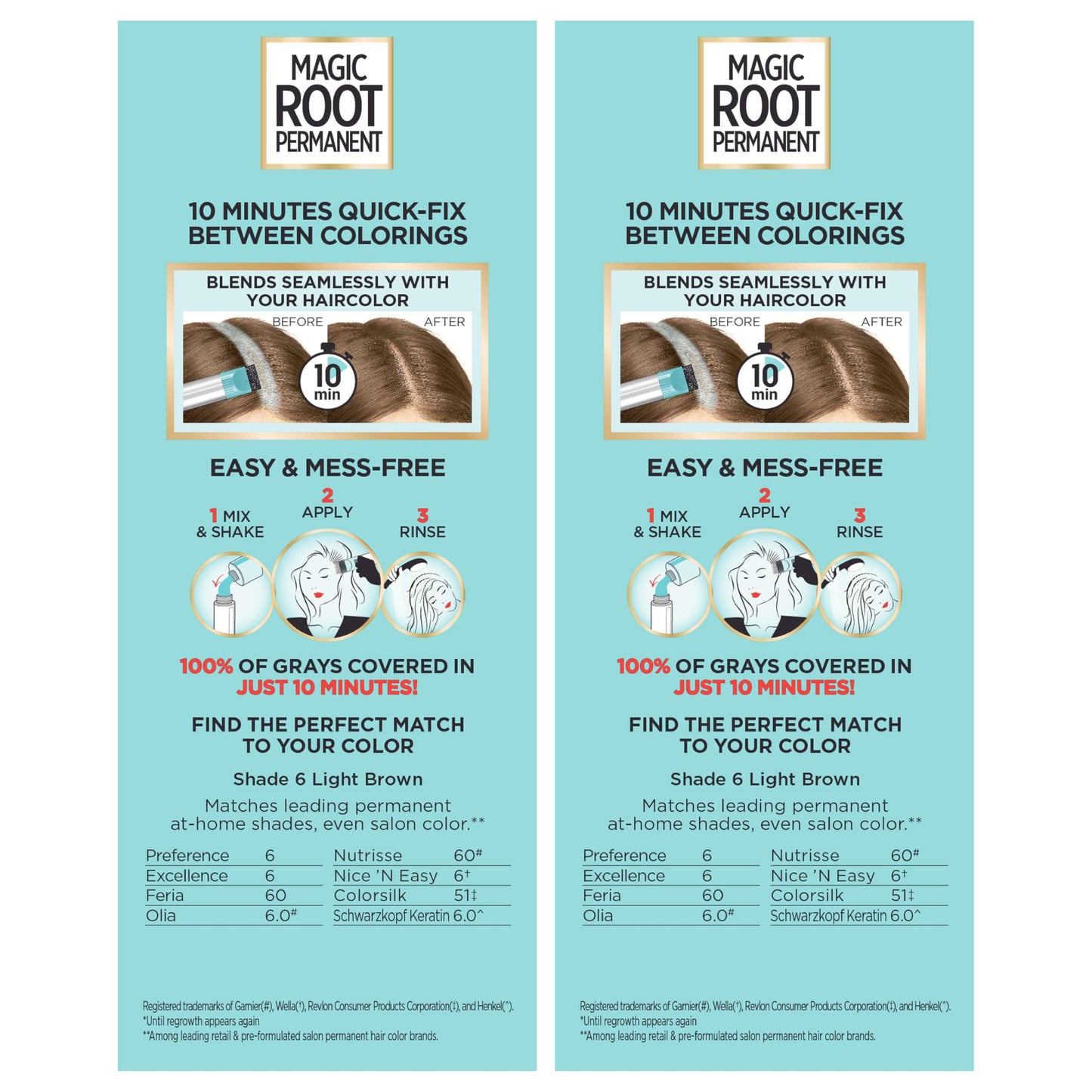 L'Oreal Paris Magic Root Permanent Hair Color Kit, 100% Gray Hair Coverage In Just 10 Minutes, Precision Brush Applicator for Seamless Application, 6