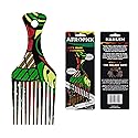 Afropick Anti-Static Plastic Black Hair Pick for Natural Curly Long Thick Hair- Afro Pick Comb for Men, Women- African Artist Designs (Harlem)