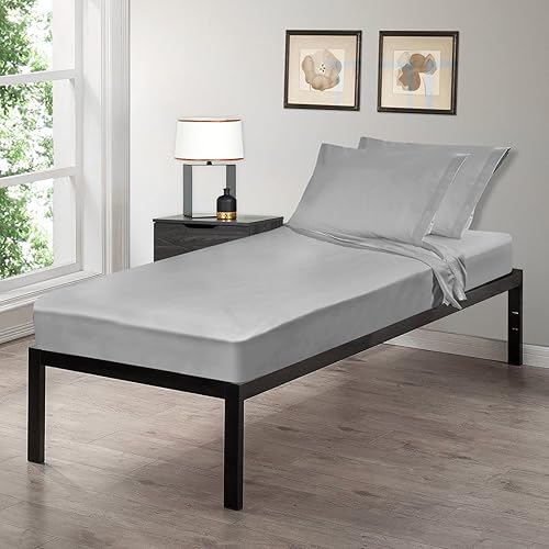 Excellent Art Sheets (Fitted, Flat, Sets) - 4 Piece Set - Grey - 1 Cot Sheet 33" x 75", 1 Flat Sheet 64"x94", 2 Pillow Cases 20"x30"