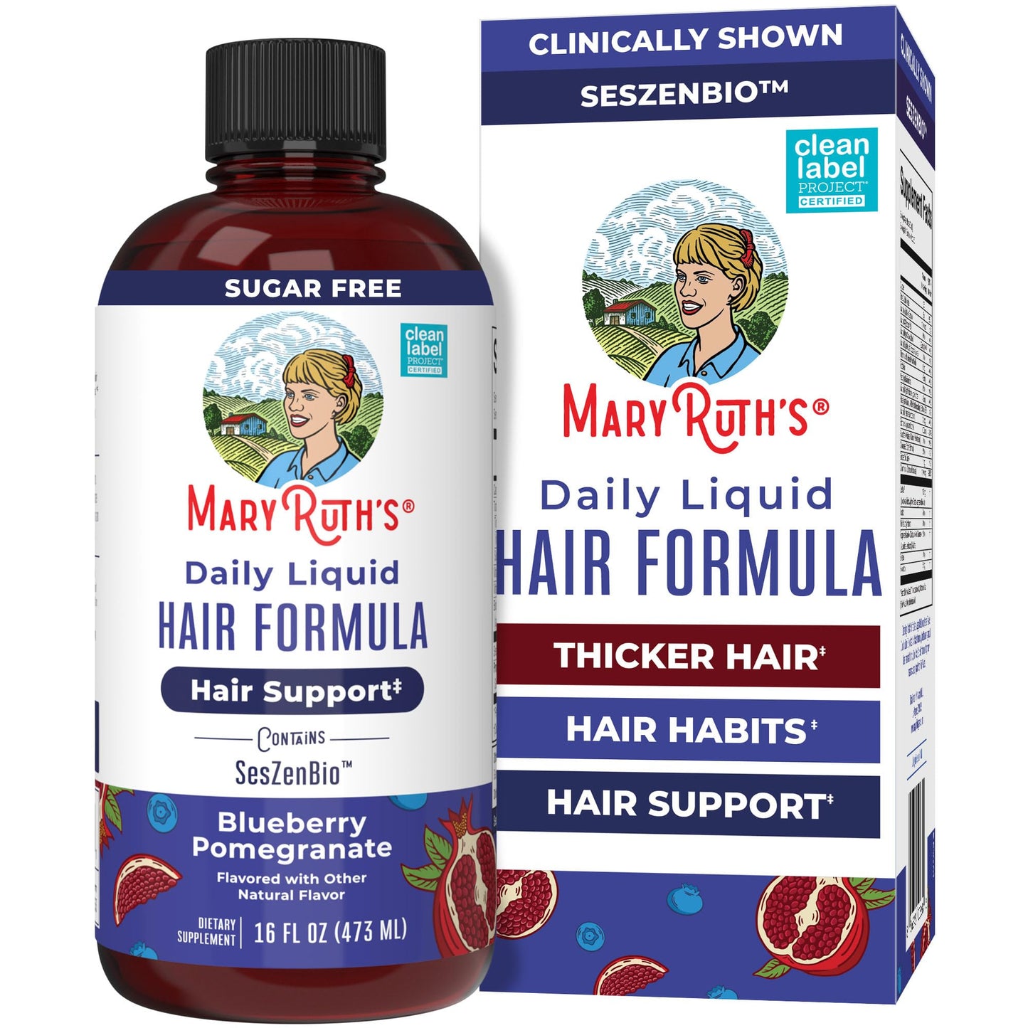MARYRUTH'S Daily Liquid Hair Formula | With 500 mg SesZenBio™ + 2,500 mcg Biotin | Vitamin C | Thicker, Stronger Hair for Women | Hair, Skin, & Nail Beauty and Personal Care MARYRUTH'S