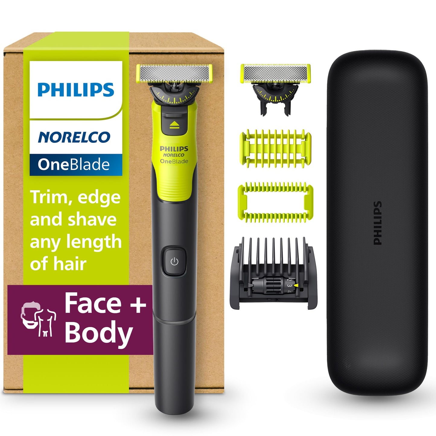 Philips Norelco OneBlade 360 with Connectivity Hybrid Face + Body, Electric Beard Trimmer, Shaver and Body Groomer Kit with 360 Blade Tech, 1x360 Beauty and Personal Care Norelco