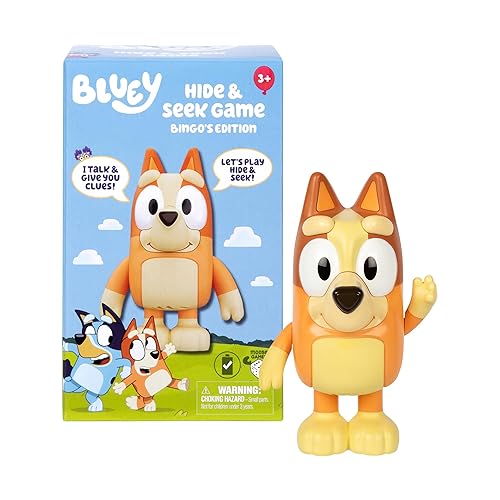 Bluey Game Hide and Seek Electronic Bingo Figure, Articulated, Musical Kids Figurines with Dance Mode, Interactive Toddler Figurine Toys for Ages 3+