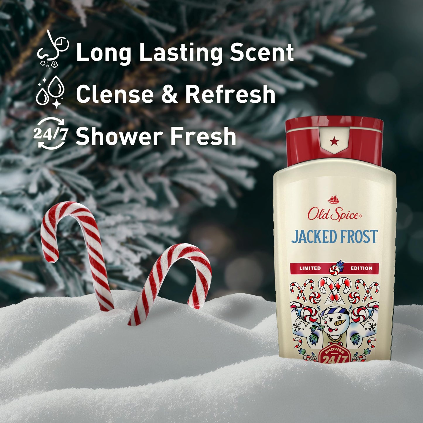 Old Spice Body Wash for Men, Holidudes Holiday Edition, 24/7 Holiday Freshness, Lasting Scent and Rich Lather, Stocking Stuffer, Jacked Frost Frosted