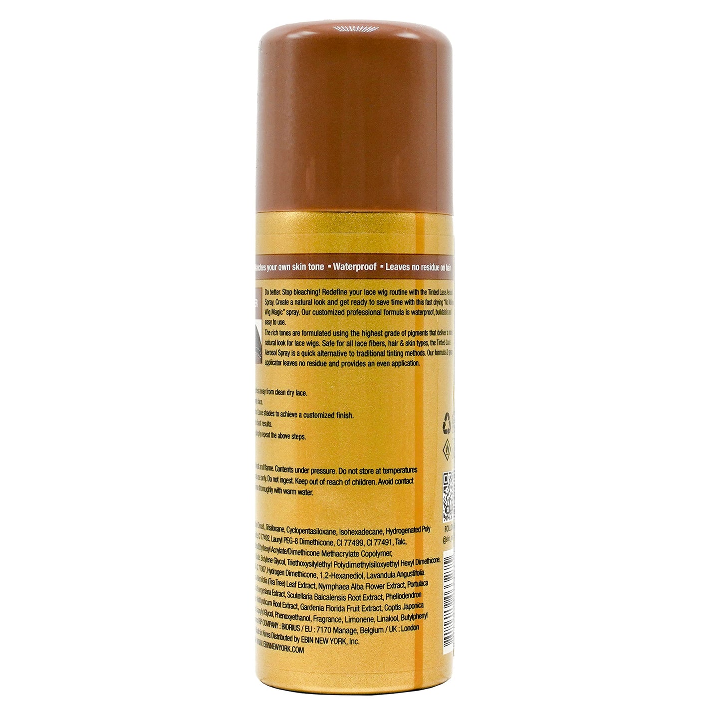 EBIN NEW YORK Tinted Lace Spray Dark Brown | Water Resistant & High Pigment Lace Tint for Wig | Even Spray, No Residue & Natural Finish | 2.7 Fl Oz